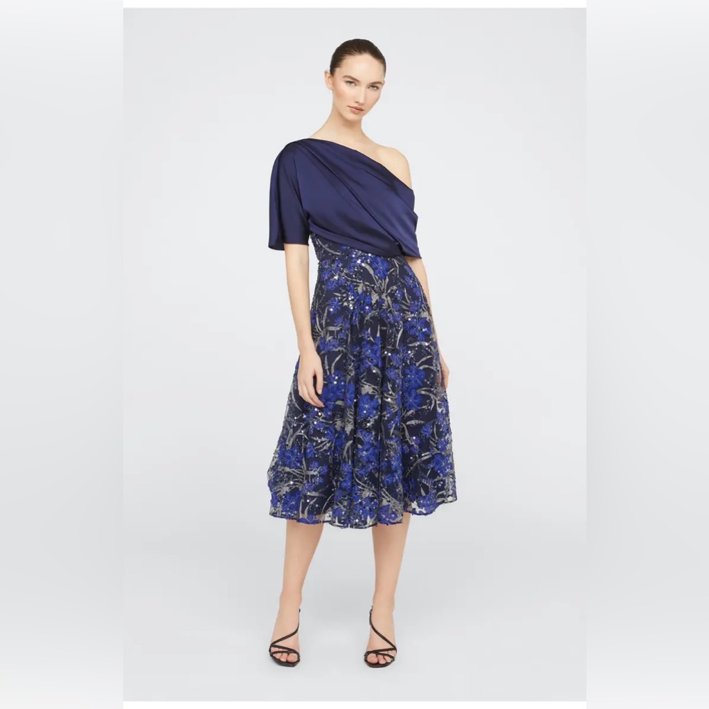 Theia Emory Navy Blue Evening Dress